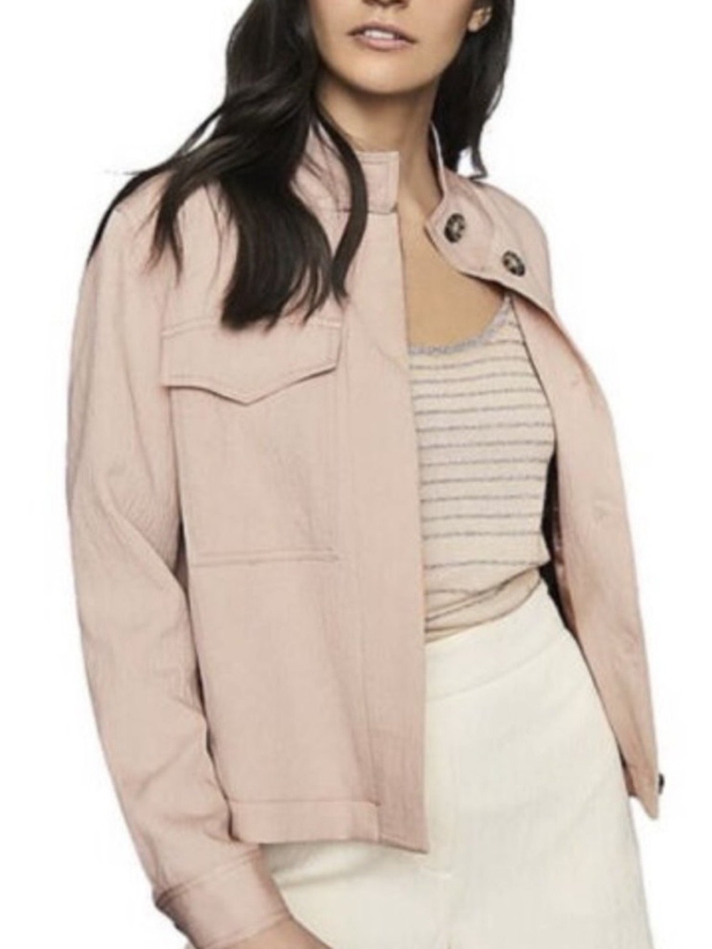 Reiss Ives Pale Pink Boxy Utility Jacket size 6